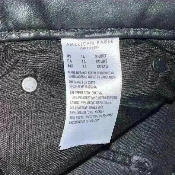 American Eagle Sz‎ 14 Jeans Straight Leg Faux Leather Trim Stretch - Picture 13 of 16